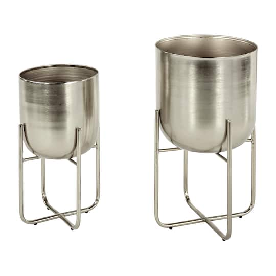 Metal Contemporary Stand Planter Set
